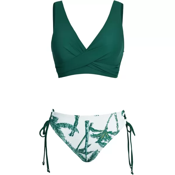 imageCUPSHE Womens Bikini Swimsuit Front Cross Lace Up Two Piece Bathing SuitEmerald GreenLeaf
