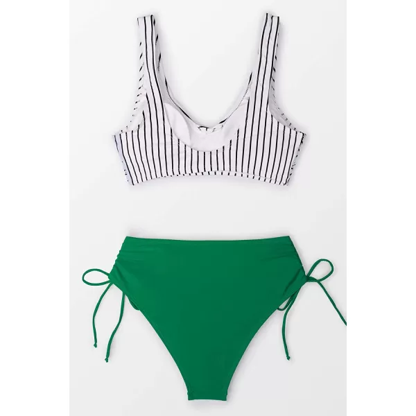 imageCUPSHE Womens Bikini Swimsuit Front Cross Lace Up Two Piece Bathing SuitFresh Green