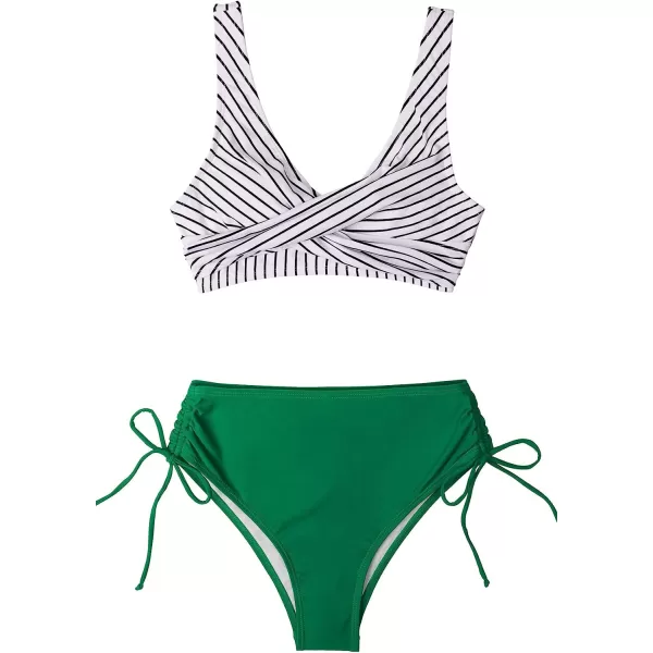 imageCUPSHE Womens Bikini Swimsuit Front Cross Lace Up Two Piece Bathing SuitFresh Green