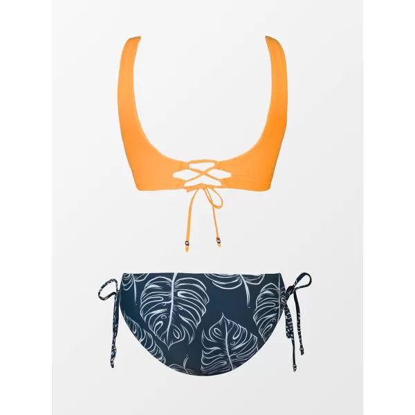 imageCUPSHE Womens Bikini Swimsuit Front Cross Lace Up Two Piece Bathing SuitLight Orange