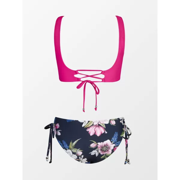 imageCUPSHE Womens Bikini Swimsuit Front Cross Lace Up Two Piece Bathing SuitMagenta