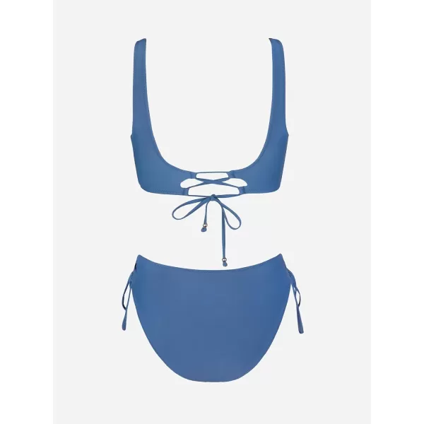 imageCUPSHE Womens Bikini Swimsuit Front Cross Lace Up Two Piece Bathing SuitNavy Blue