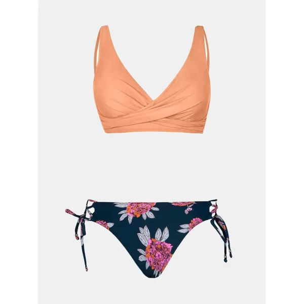imageCUPSHE Womens Bikini Swimsuit Front Cross Lace Up Two Piece Bathing SuitPeachPurple