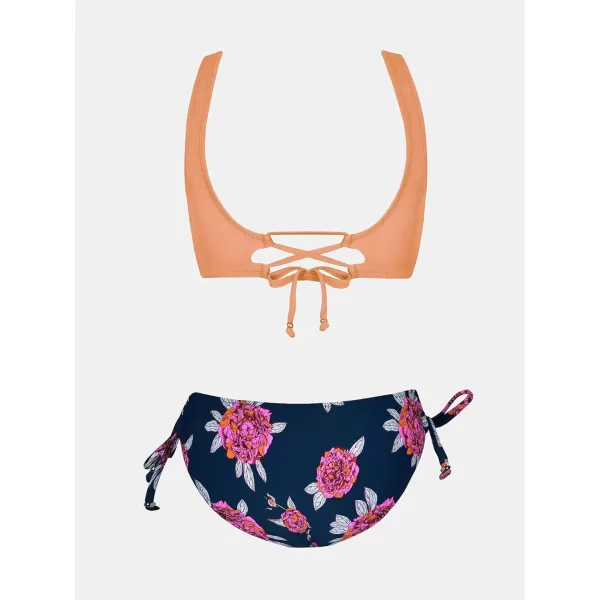 imageCUPSHE Womens Bikini Swimsuit Front Cross Lace Up Two Piece Bathing SuitPeachPurple