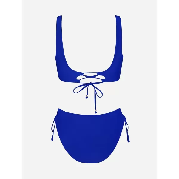 imageCUPSHE Womens Bikini Swimsuit Front Cross Lace Up Two Piece Bathing SuitRoyal Blue