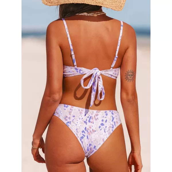 imageCUPSHE Womens Bikini Swimsuit Low Rise Leopard Tie Cheeky Two Piece Bathing SuitMulticoloured