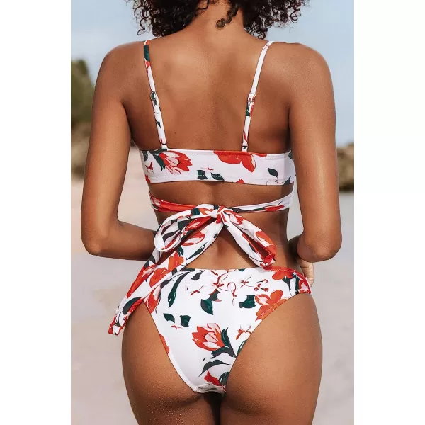 imageCUPSHE Womens Bikini Swimsuit Tie Low Rise Two Piece Bathing SuitFloral