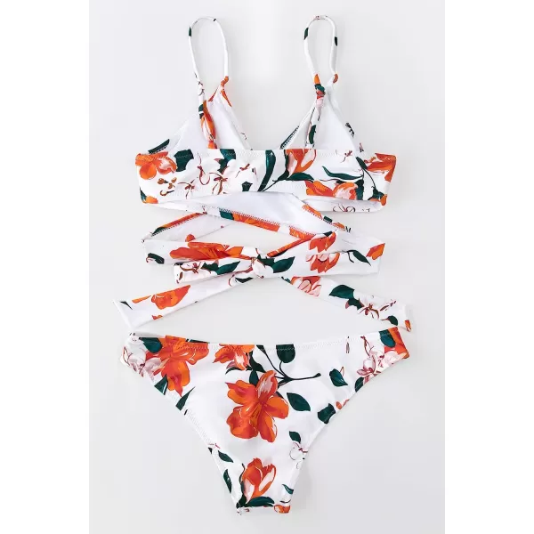 imageCUPSHE Womens Bikini Swimsuit Tie Low Rise Two Piece Bathing SuitFloral