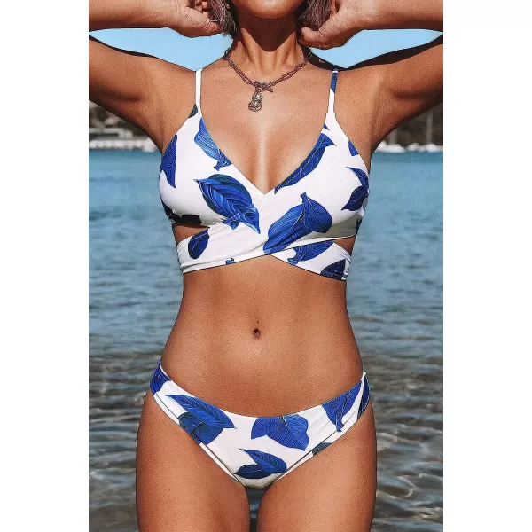 imageCUPSHE Womens Bikini Swimsuit Tie Low Rise Two Piece Bathing SuitNavy White
