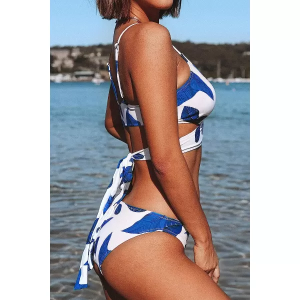 imageCUPSHE Womens Bikini Swimsuit Tie Low Rise Two Piece Bathing SuitNavy White