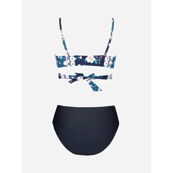 imageCUPSHE Womens Bikini Swimsuit Tie Low Rise Two Piece Bathing SuitNavyFloral