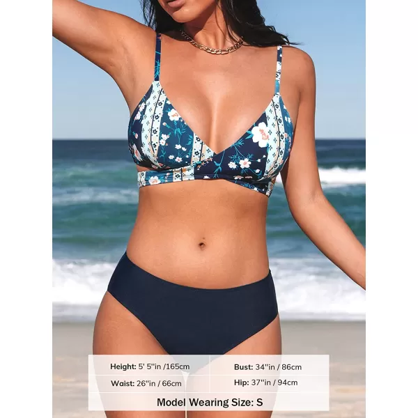 imageCUPSHE Womens Bikini Swimsuit Tie Low Rise Two Piece Bathing SuitNavyFloral
