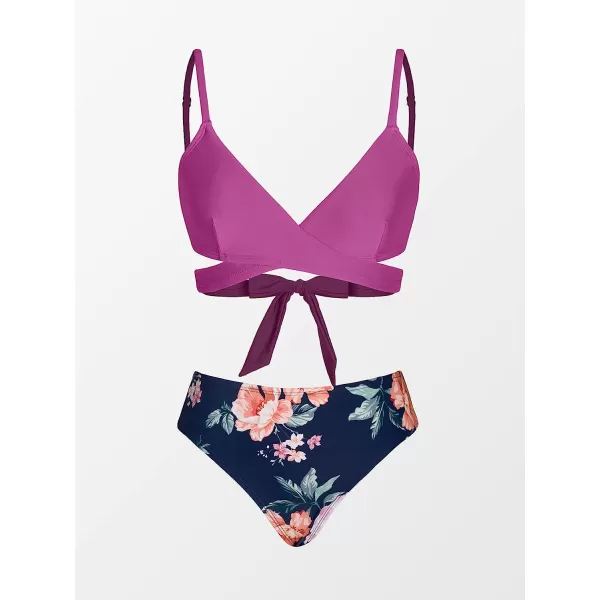 imageCUPSHE Womens Bikini Swimsuit Tie Low Rise Two Piece Bathing SuitPurple