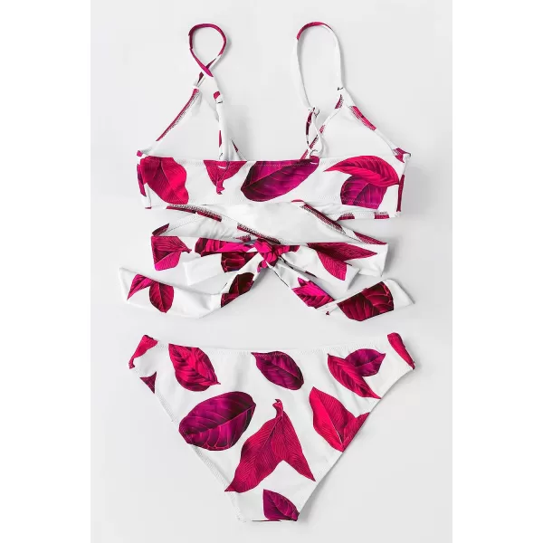 imageCUPSHE Womens Bikini Swimsuit Tie Low Rise Two Piece Bathing SuitRed White