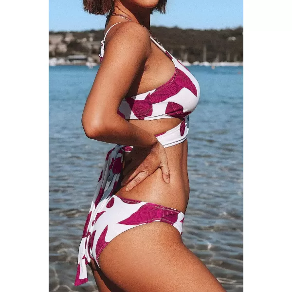 imageCUPSHE Womens Bikini Swimsuit Tie Low Rise Two Piece Bathing SuitRed White