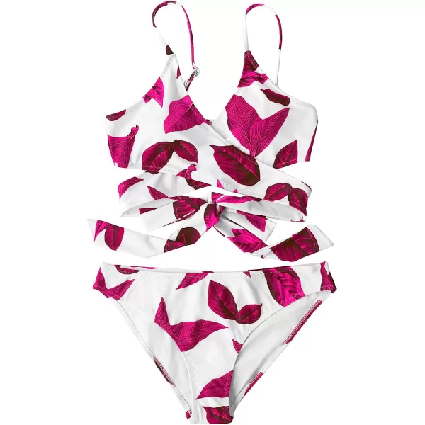 imageCUPSHE Womens Bikini Swimsuit Tie Low Rise Two Piece Bathing SuitRed White