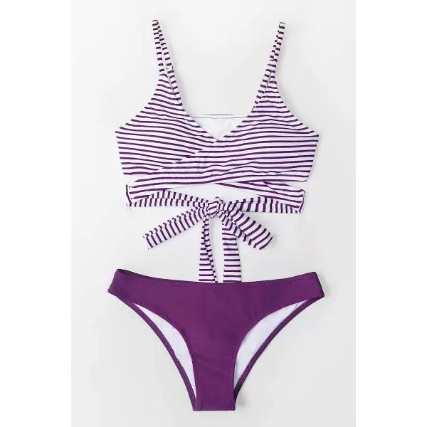 imageCUPSHE Womens Bikini Swimsuit Tie Low Rise Two Piece Bathing SuitViolet
