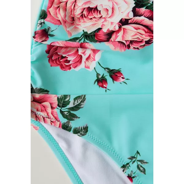 imageCUPSHE Womens Bikini Swimsuit Two Piece Bathing Suit High Waist Knot Wide StrapsPink Blue
