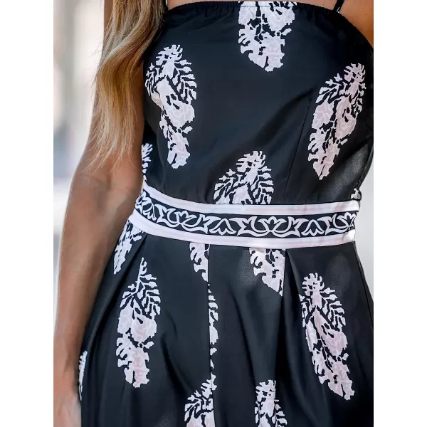 imageCUPSHE Womens Black Floral Print Cami Jumpsuit Maxi Jumpsuit SleevelessBlack Floral