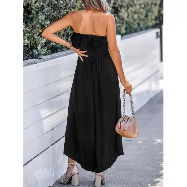imageCUPSHE Womens Black Print Ruffles Maxi Jumpsuit SleevelessBlack