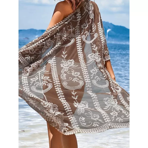 imageCUPSHE Womens Black Sunflower Crochet Scallop Cover UpBlack