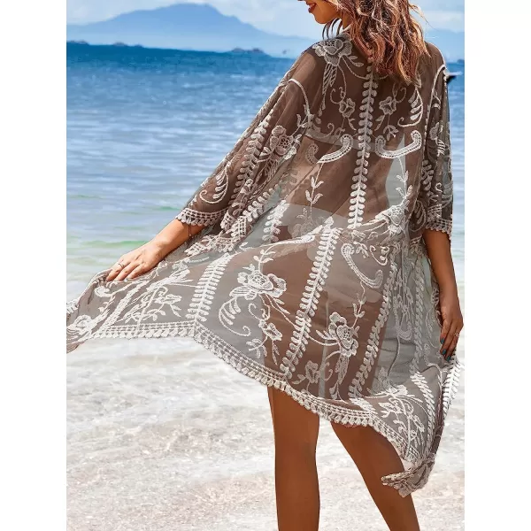 imageCUPSHE Womens Black Sunflower Crochet Scallop Cover UpBlack