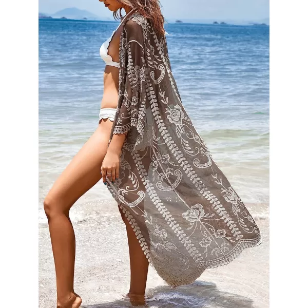 imageCUPSHE Womens Black Sunflower Crochet Scallop Cover UpBlack