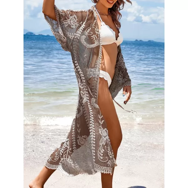 imageCUPSHE Womens Black Sunflower Crochet Scallop Cover UpBlack