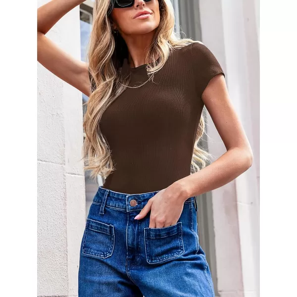 imageCUPSHE Womens Bodysuit Round Neck Short Sleeve Shapewear Sculpting Butt Lifter Thigh Slimmer Body ShaperBlack
