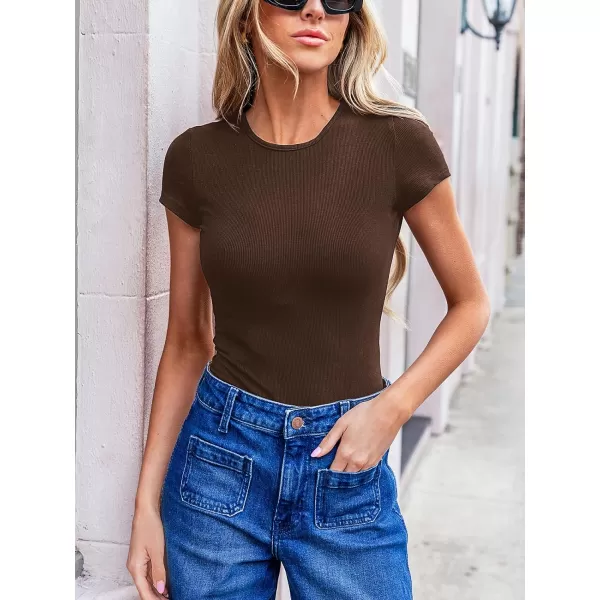 imageCUPSHE Womens Bodysuit Round Neck Short Sleeve Shapewear Sculpting Butt Lifter Thigh Slimmer Body ShaperBlack