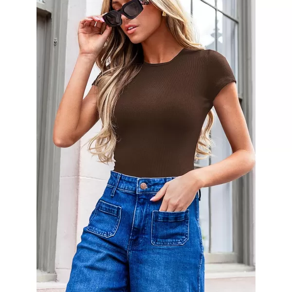 imageCUPSHE Womens Bodysuit Round Neck Short Sleeve Shapewear Sculpting Butt Lifter Thigh Slimmer Body ShaperBlack