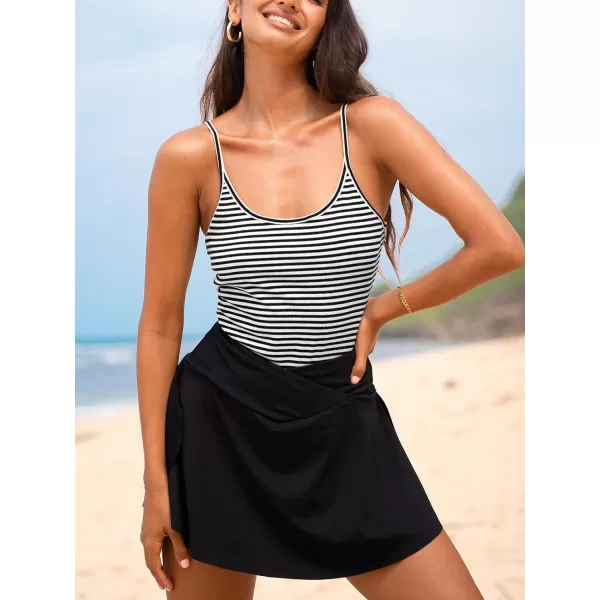 imageCUPSHE Womens Bodysuit Stripe Scoop Neck Jersey Bodysuit Sleeveless ShapewearBlack