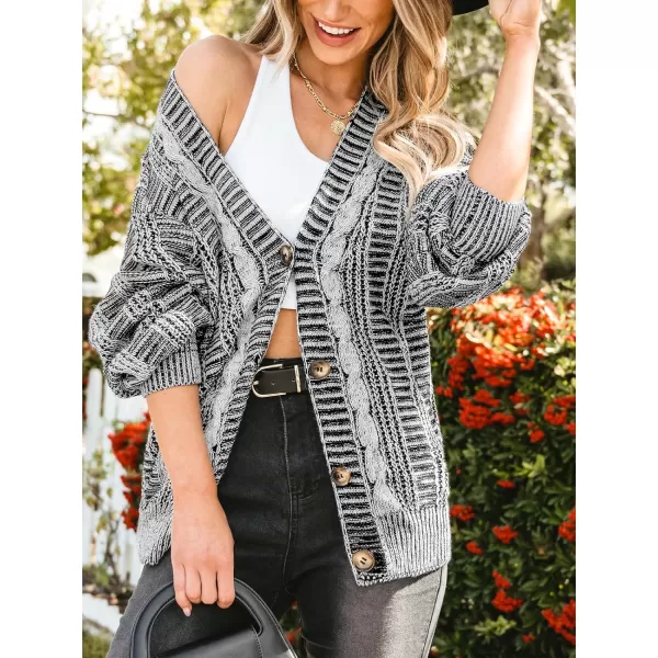 imageCUPSHE Womens Button Down Open Front Cardigan Long Sleeve Lightweight Knit Sweater Casual OuterwearBlack Stripe