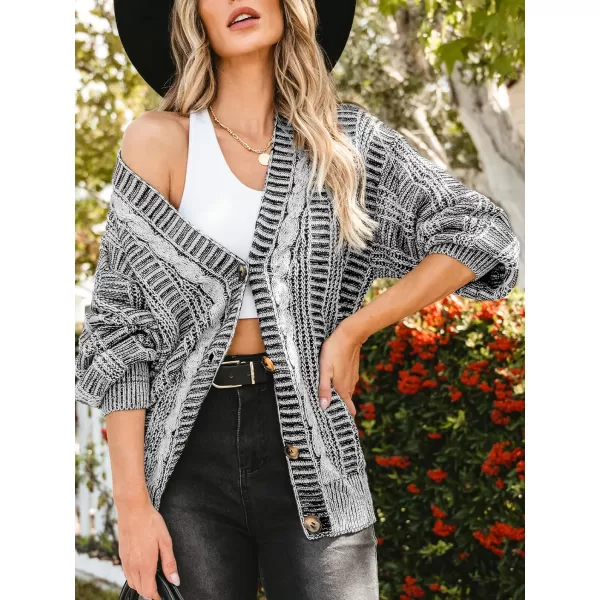 imageCUPSHE Womens Button Down Open Front Cardigan Long Sleeve Lightweight Knit Sweater Casual OuterwearBlack Stripe