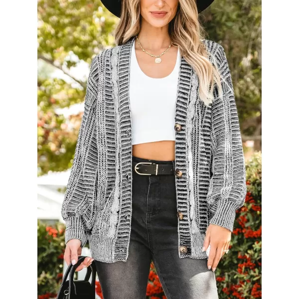 imageCUPSHE Womens Button Down Open Front Cardigan Long Sleeve Lightweight Knit Sweater Casual OuterwearBlack Stripe