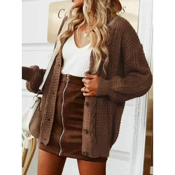 imageCUPSHE Womens Button Down Open Front Cardigan Long Sleeve Lightweight Knit Sweater Casual OuterwearBrown