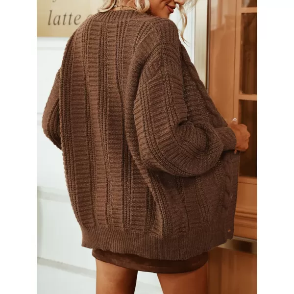 imageCUPSHE Womens Button Down Open Front Cardigan Long Sleeve Lightweight Knit Sweater Casual OuterwearBrown
