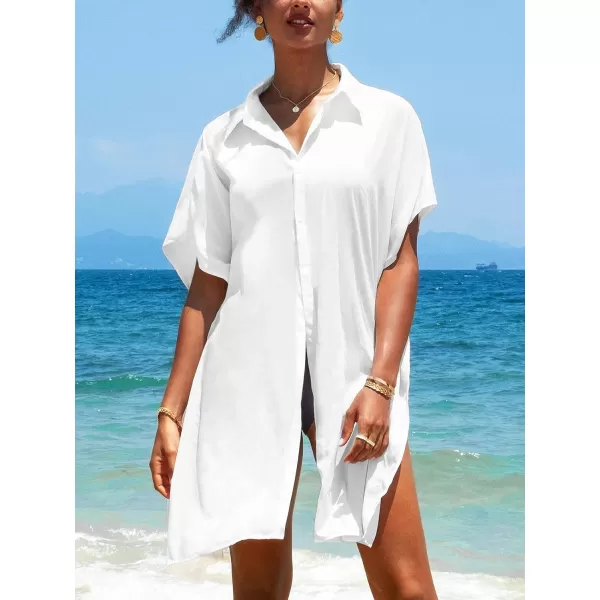 imageCUPSHE Womens Button Front Shirt Kimono Knee Length Cover upWhite