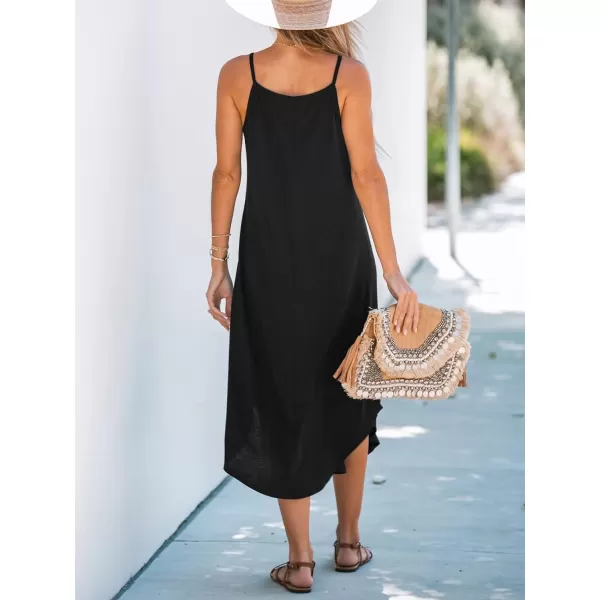 imageCUPSHE Womens Cami Maxi Dress Sleeveless V Neck Solid Dresses Casual SummerBlack