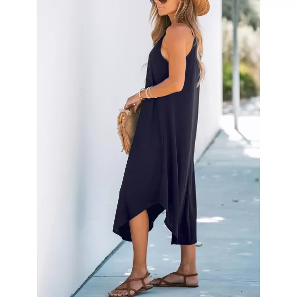 imageCUPSHE Womens Cami Maxi Dress Sleeveless V Neck Solid Dresses Casual SummerDark Blue