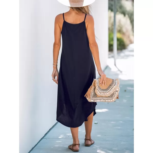 imageCUPSHE Womens Cami Maxi Dress Sleeveless V Neck Solid Dresses Casual SummerDark Blue