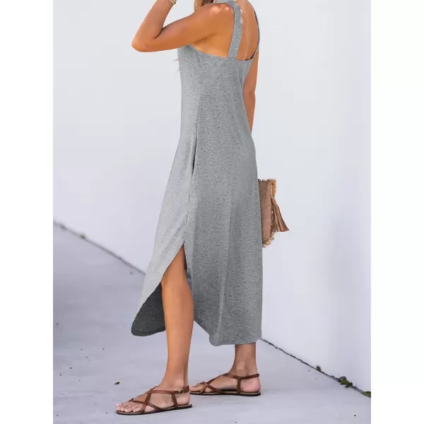 imageCUPSHE Womens Cami Maxi Dress Sleeveless V Neck Solid Dresses Casual SummerGrey