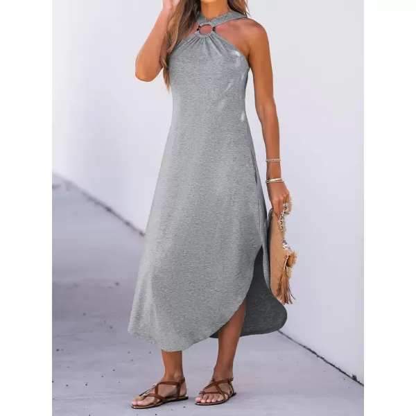imageCUPSHE Womens Cami Maxi Dress Sleeveless V Neck Solid Dresses Casual SummerGrey