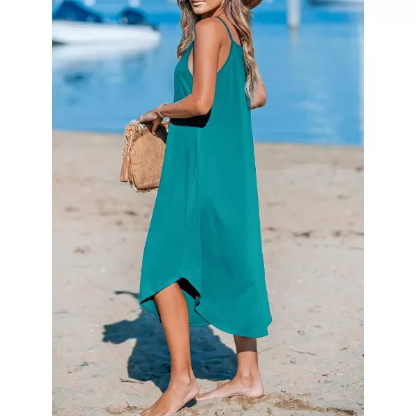 imageCUPSHE Womens Cami Maxi Dress Sleeveless V Neck Solid Dresses Casual SummerLake Blue Upgraded