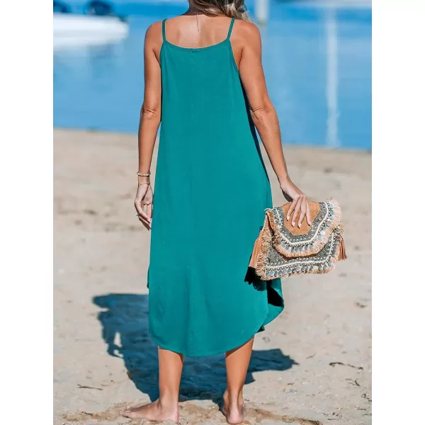imageCUPSHE Womens Cami Maxi Dress Sleeveless V Neck Solid Dresses Casual SummerLake Blue Upgraded