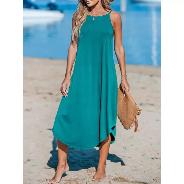 imageCUPSHE Womens Cami Maxi Dress Sleeveless V Neck Solid Dresses Casual SummerLake Blue Upgraded