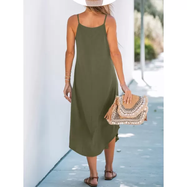 imageCUPSHE Womens Cami Maxi Dress Sleeveless V Neck Solid Dresses Casual SummerOlive