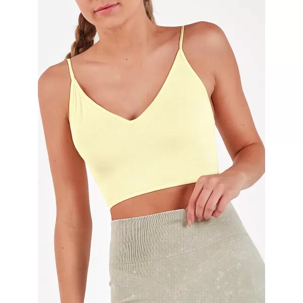 imageCUPSHE Womens Camisole Crop Cami Top V Neck Spaghetti StrapsYellow
