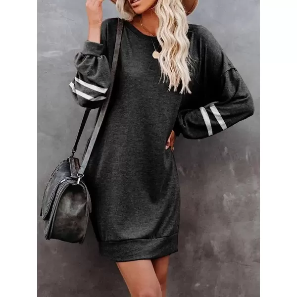 imageCUPSHE Womens Casual Baseball Midi Dress Long Sleeve Loose Fit VarsityStriped Dress with PocketsBlack