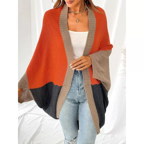 imageCUPSHE Womens Casual Color Block Ribbed Knit Cardigan Oversized Wrap Sweater with Long SleevesMulticolor